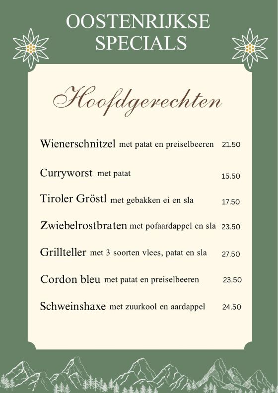 Oostenrijkse specials 2026 hoofdgerechten